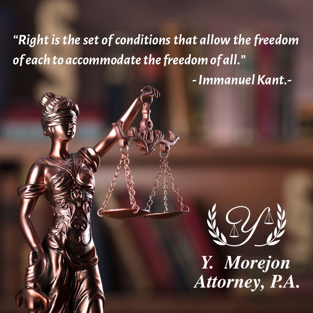 ymorejonattorne's tweet photo. Law Office ⚖️ Y. MOREJON ATTORNEY, P.A.
📞 786-907-0154.
#phrases #lawphrases #lawoffice #lawyerwomen #lawtina #law #immanuelkant #phraseoftheday #immigrationlawyer #familylawattorney https://t.co/1T7dgPkBuB