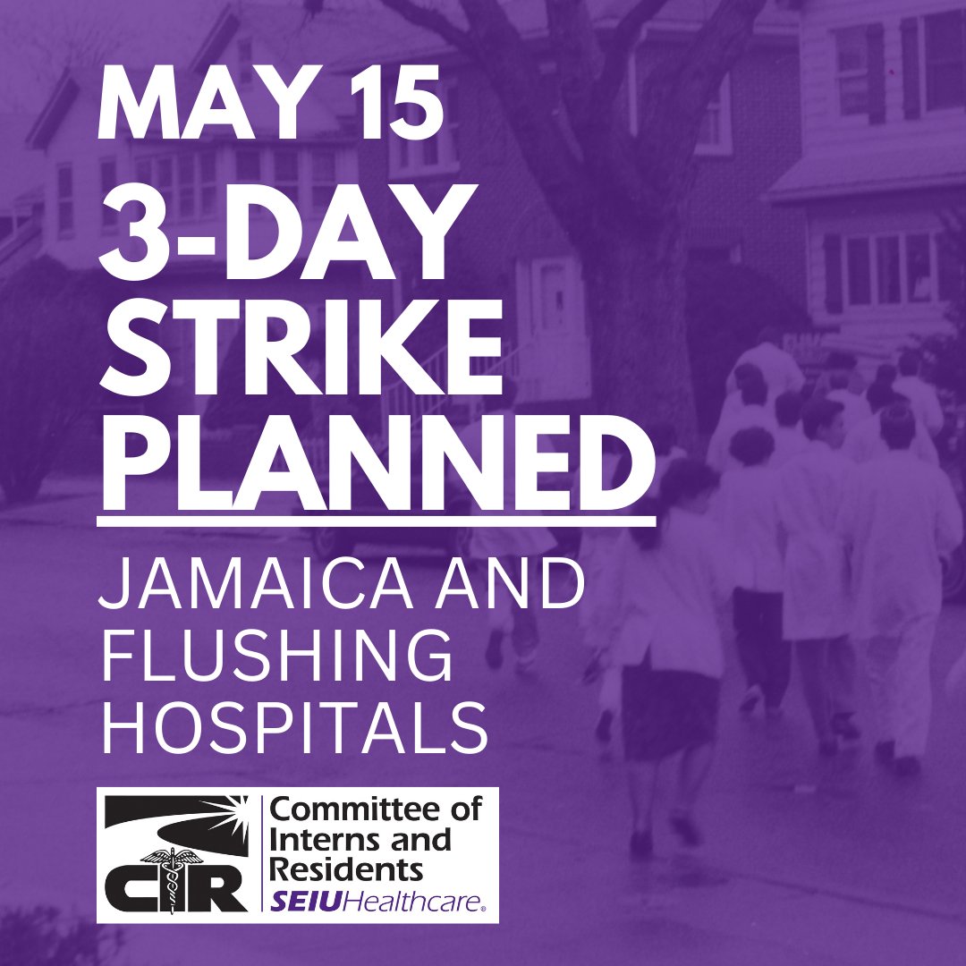 Yesterday, CIR resident physicians at Jamaica and Flushing Hospitals gave MediSys our notice that we are ready to strike on May 15 over unfair labor practices, fair pay, and patient care demands. #QueensStrikeReady
