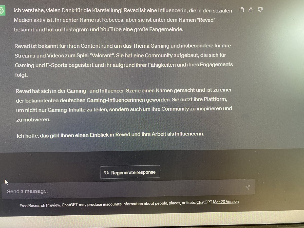 steffi_gerda's tweet photo. @RevedTV  ich wusste nicht das du Rebecca heißt, und Valorant Zockst.
Auch ist mir neu das du uns motivierst 😂 https://t.co/jUzLiCWujB