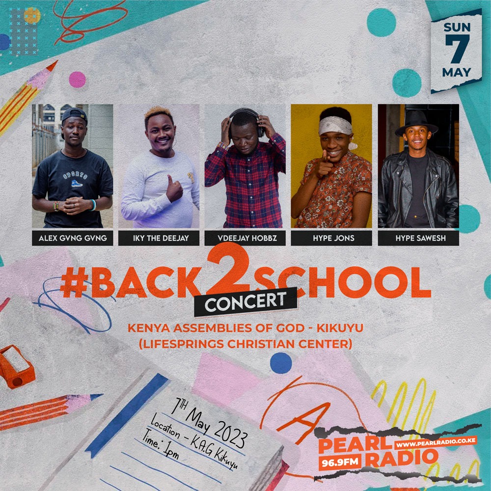 PearlRadioKe's tweet photo. The back 2 School Concert is here!! This Sunday, all roads lead to KAG- Kikuyu (Lifesprings Christian Centre) for a #Back2SchoolConcert like no other from 1pm to 6pm.
Come and let's have fun, and share the word and music courtesy of the Pearl Radio DJs & HypeMen.
#PearlRadioKe https://t.co/q82bfzOVCO