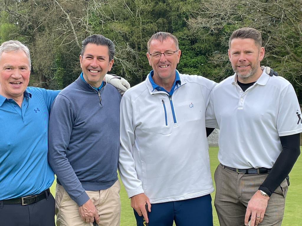 Teamwork makes the dream work! 🏐🏐🏐

Here are the Oakmount Saints with Heartbeat CEO <a href="/markI_N_D/">Mark Ind FIH</a> , Jonathon Driver, James Beattie and <a href="/mattletiss7/">Matt Le Tissier ✝️</a> 

<a href="/remedyoak/">Remedy Oak Golf Club</a>  #RemedyOakGolfDay