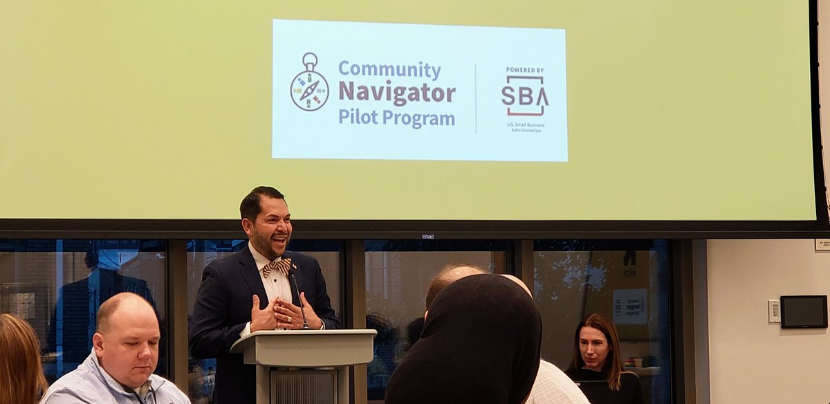 Hermangild's tweet photo. This morning @SBAMarkMadrid stopped by to thank and hear from @RESCUEorg Community Navigators  convening in Washington DC.  The IRC has done phenomenal work serving immigrant businesses under this project. Kudos to all Navigators https://t.co/KsieWY7Ahd