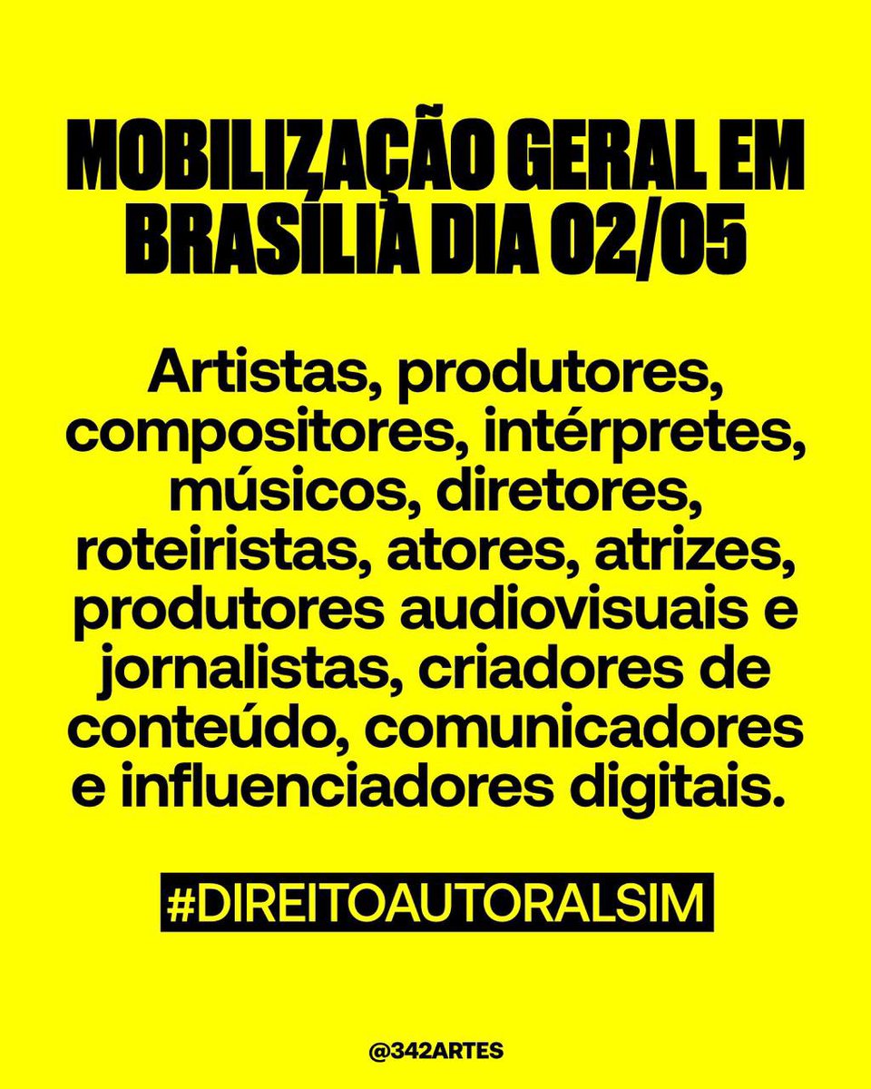 Estamos unidos para a inclusão do conteúdo áudio visual, musical e jornalístico no PL2630. #DireitoAutoralSim <a href="/342Artes/">342 ARTES</a> #danielamercury