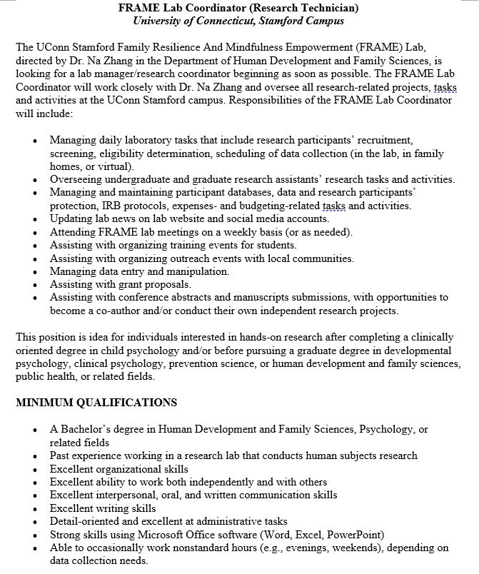nazhang_phd's tweet photo. My lab is hiring a part time lab coordinator. Job location is Stamford CT @UConnStamford  Please RT! https://t.co/0hJ9DK7skk