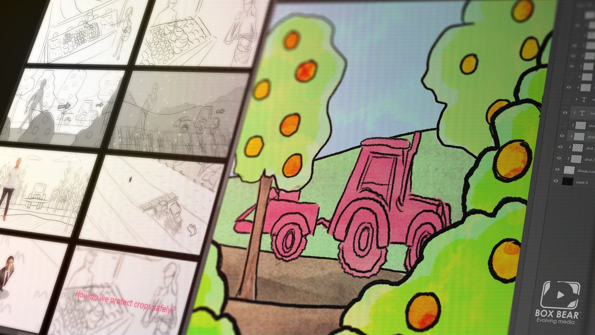 BoxBear's tweet image. #TimelineTuesday  we're storyboarding a brand new green screen filming project which means sketching each scene's look &amp;amp; feel and working out camera moves on a 28" Wacom tablet  
#Wacom #Art #ConceptDesign #Visualization #Storyboard #Storytelling  #AdobeIllustrator #GreenScreen