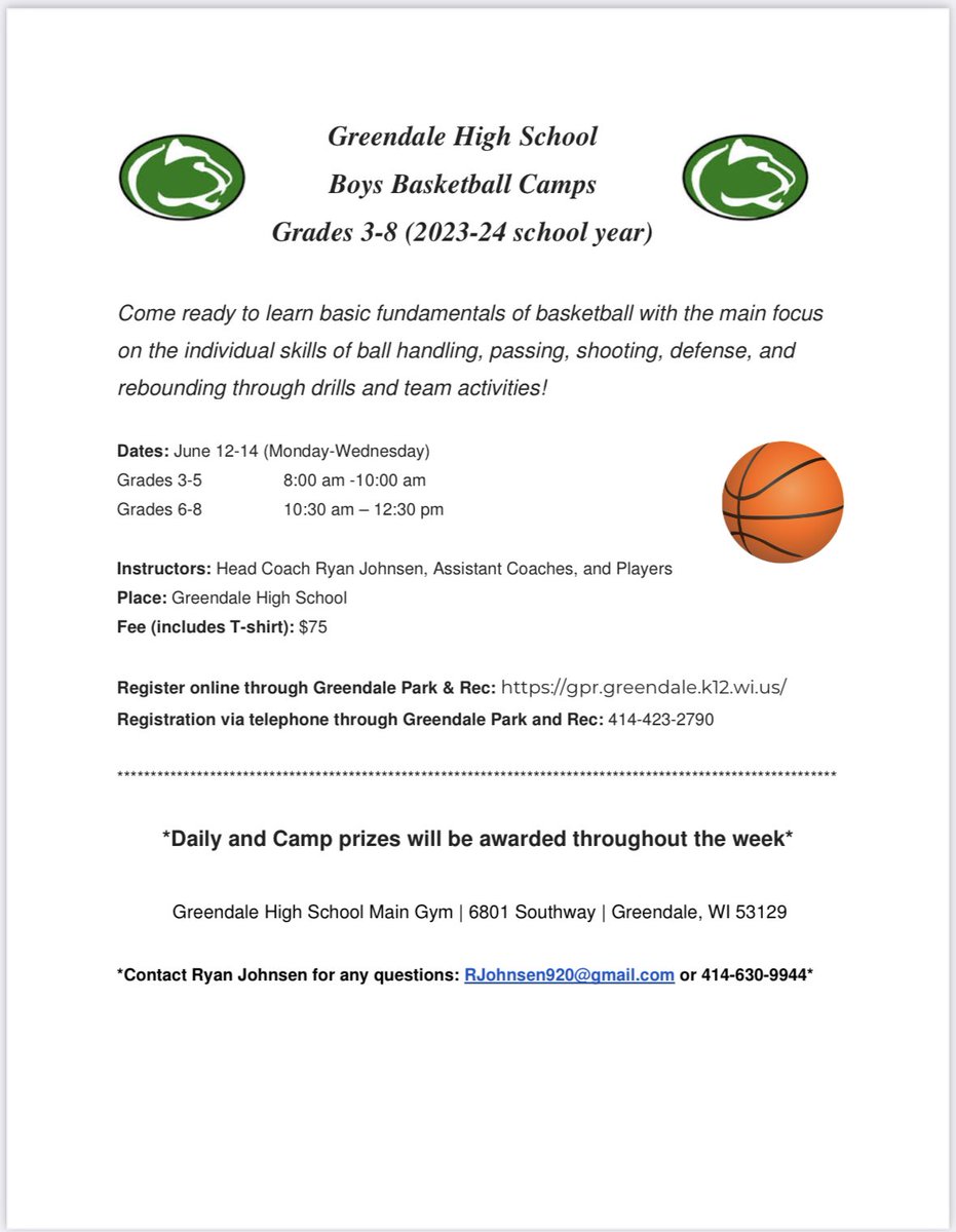 We are excited for our upcoming camp this Summer. Always great to see everyone in the gym! #Panthers <a href="/GreendaleLearns/">Greendale Schools</a> @GreendaleRec