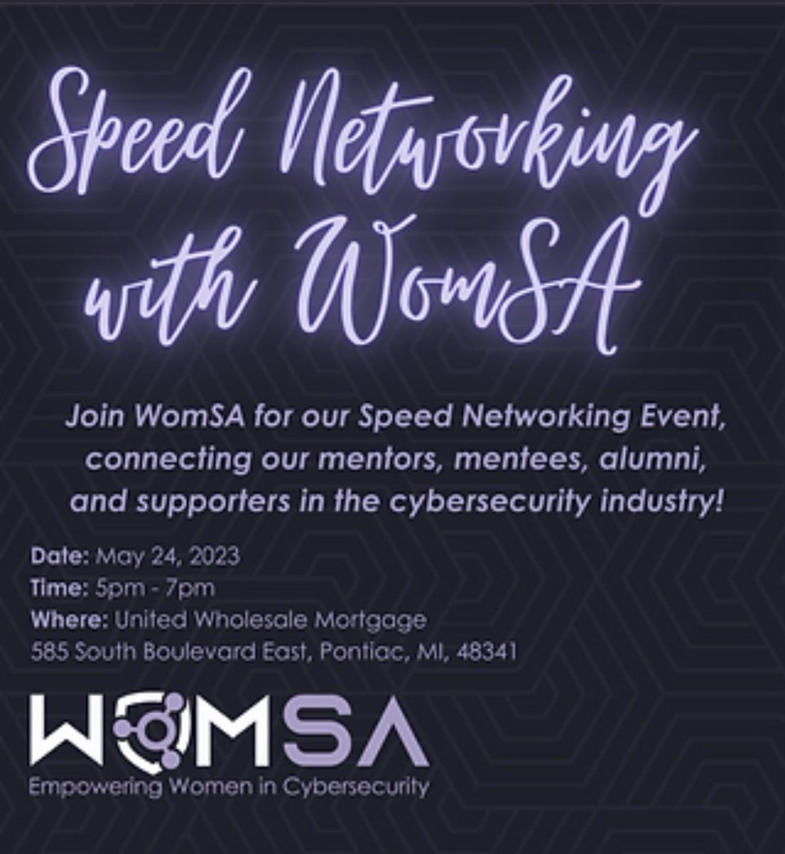 jaimemtz67's tweet photo. Speed #networking with #WOMSA - Meet and network w #cybersecurity professionals May 24, 2023 at UWM Pontiac, Michigan https://t.co/VejzUtYhR1 https://t.co/7WH5VTRLpq