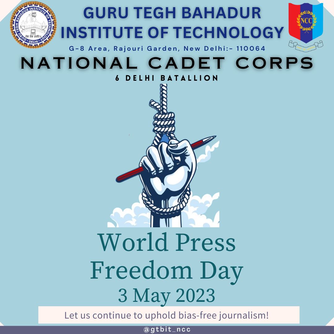 "Today on #WorldPressFreedomDay, we celebrate the power of journalism to uncover the truth, hold those in power accountable, and give voice to the voiceless. Let's support and defend press freedom, so we can all stay informed and empowered. #PressFreedo <a href="/HQ_DG_NCC/">National Cadet Corps</a> <a href="/NCC_Dte_Delhi/">NCC_Dte_Delhi</a>