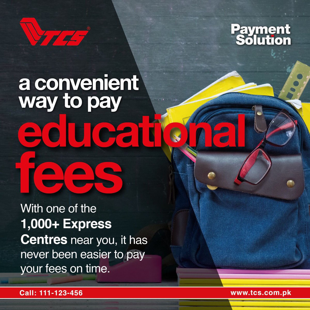 tcs_couriers's tweet photo. TCS makes it easier to pay your educational fees. Just visit your nearest Express Centre. To find out more, call us on: 111 123 456
#TCS #TrustALeaderToDeliver #TCSKardo #Education #feepayment #paymentsolutons #SchoolFees #LECOLE #Bahria #IBCC #RootsMillennium #FASTNUCES https://t.co/M5v76Batg7