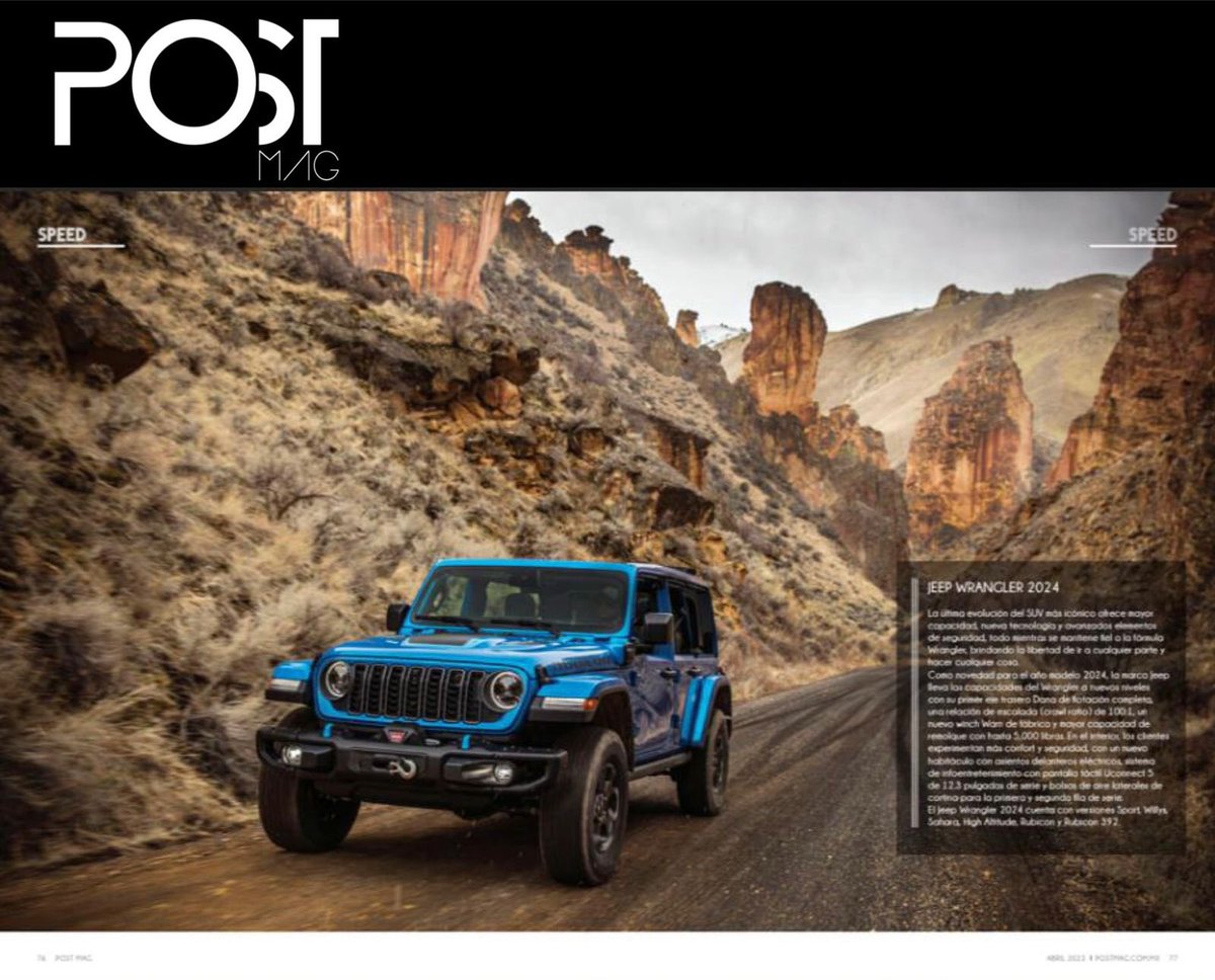 StellantisMX's tweet photo. #LosExpertosOpinan en @_postmag sobre el @JeepMx Wrangler 2024 https://t.co/4wZ1h6ZfkX