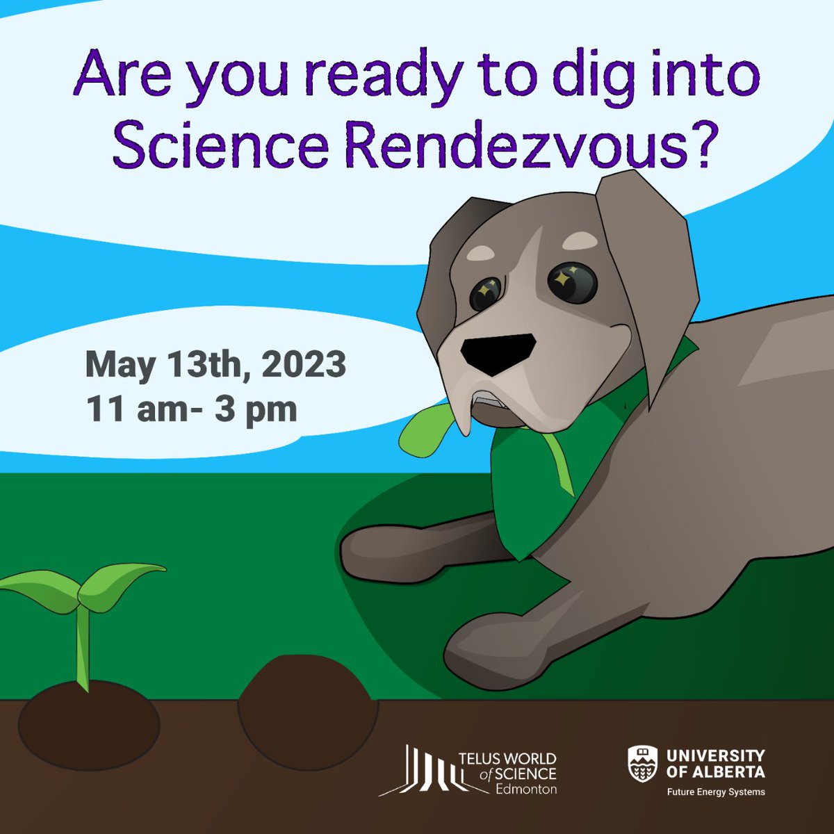 Let's dig into energy and the environment with @sci_rendezvous!! Join experts and students on May 13 at @TWoSEdm and get hands-on with activities, crafts, & more! bit.ly/38EfBlP @NatureAlberta @YEG_Science @ggcyeg @MillTreeProject @albertaemerald @ACEE_Socials