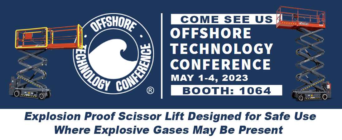 baileycranes's tweet image. Come see us today at Booth #1064 to learn how our explosion proof scissor lifts are specifically designed for use in hazardous locations!  #technology #otc2023 #offshoretechnology