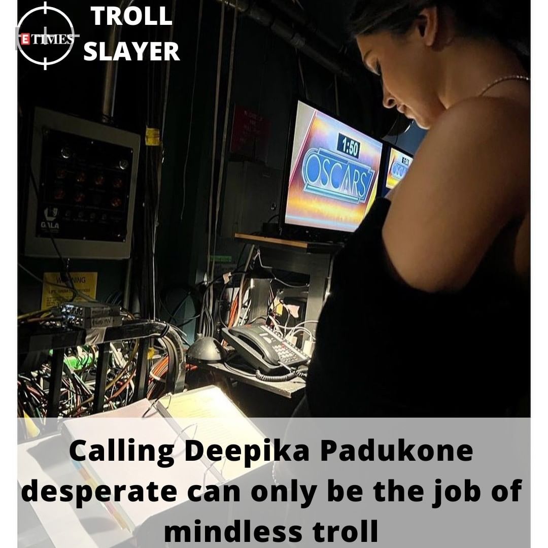 etimes's tweet photo. Deepika Padukone made the country proud as she turned presenter for the Academy Awards this year. Instead of lauding the actress for her moment of glory, mindless netizens started trolling Deepika and called her nasty names. ETimes disapproves such hate, especially for someone who is making the country proud.

#DeepikaPadukone #ETimes #ETimesTrollSlayer #Trolls #Trolling #DeepikaPadkoneFans