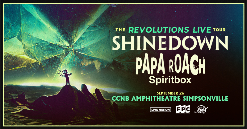 CCNBAmp's tweet photo. Just announced: @Shinedown is bringing The #RevolutionsLiveTour with special guests @PapaRoach & @SpiritboxBand to @CCNBAmp #Simpsonville 9/26! Tickets on sale this Friday 5/5 10am here: https://t.co/ITdKREVILX https://t.co/cLxByJ1rtQ