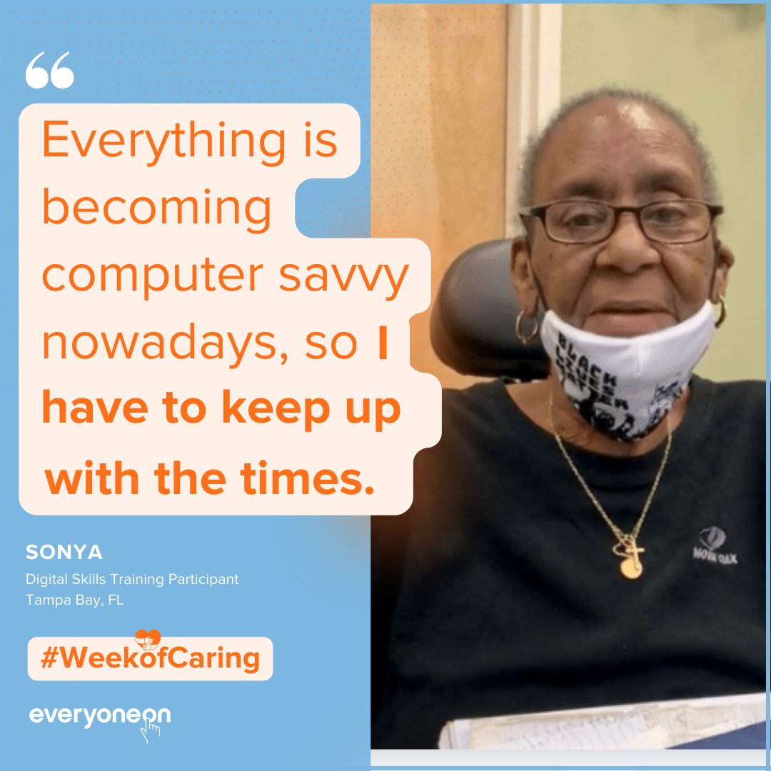 EveryoneOn's tweet photo. Did you know 7M households have #internet because of free/discount offers? Affordable internet is crucial for #employment, #telemedicine and connecting with loved ones.
Just $20 provides home internet to someone like Sonya for one month: https://t.co/Szw9NhZkTw #WeekofCaring https://t.co/h8eWTbqkcA