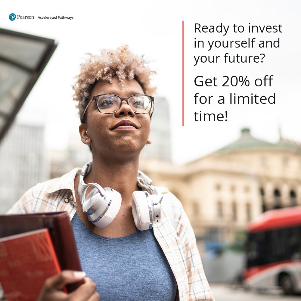pearson_accel's tweet image. Want to boost your earning potential and unlock new career opportunities? Get 20% off your first college course today -&amp;gt; pearsonaccelerated.com/20-off 

#careeradvancement #degree #educationmatters #debtfreedegree #graduatefaster