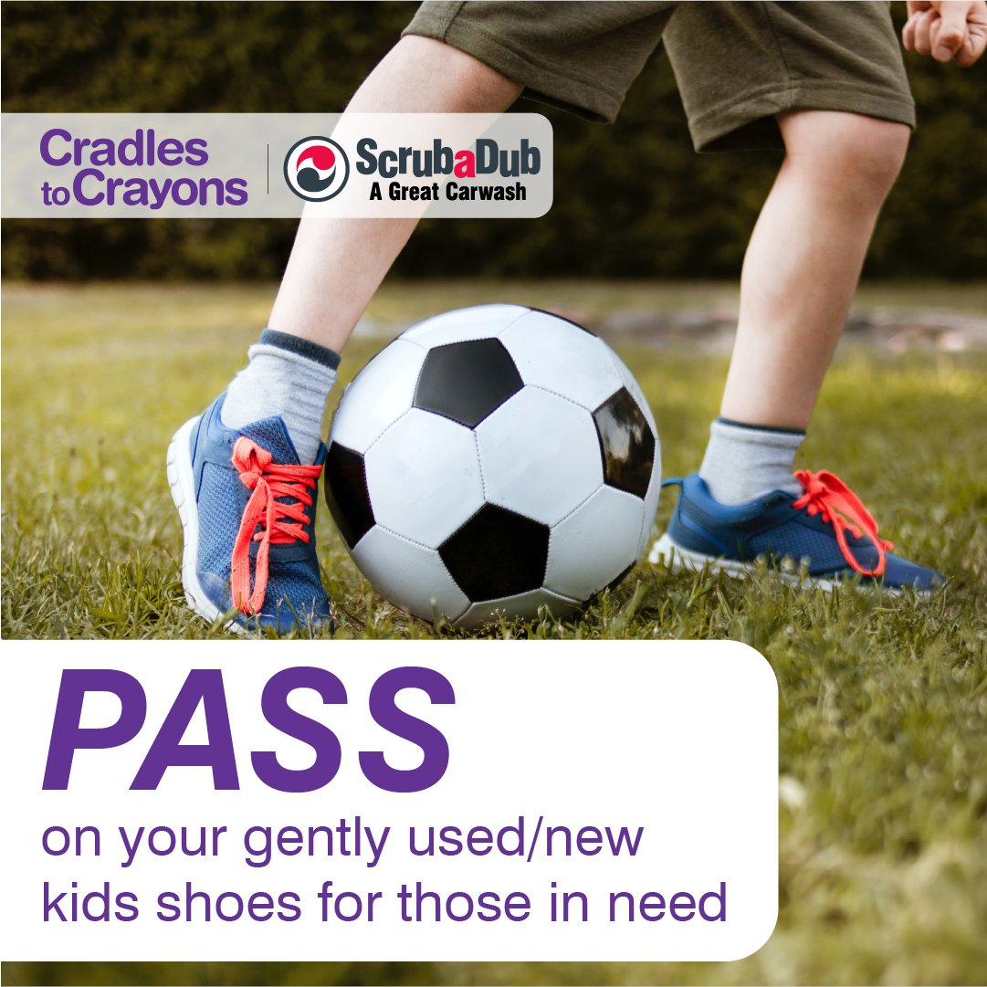 ScrubaDubCarWsh's tweet photo. Small donation, big impact. Donate $5 in-store at any ScrubaDub tunnel location to help local kids in need get some #cleankicks, and get YOURSELF a FREE UltraShine Hot Wax! Canโt make it? Donate $10 online and receive a FREE Express Car Wash! https://t.co/cVScFti9Jf https://t.co/262Xh1uwQI