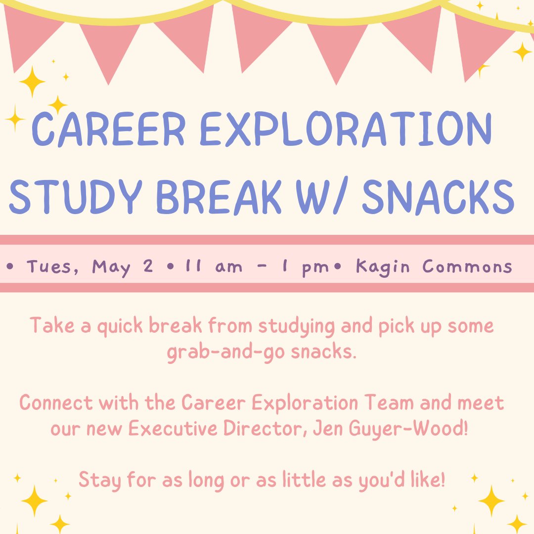 Take a break! Get some snacks and chat with Career Exploration for as long or as short as you want! #hiremac #heymac
