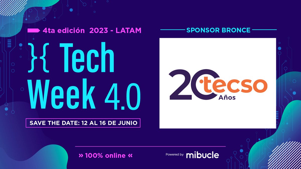 tecsocoop's tweet photo. Acompañamos nuevamente como sponsors la 4ta edición del #TechWeekMibucle del 12 al 16/6 y queremos VOS también que seas parte!
Si sos apasionado de la tecnología y buscas nuevos desafíos profesionales, no podes perderte este evento.
ℹ️https://t.co/1Nzfv9p7FW https://t.co/xzHObynbDs