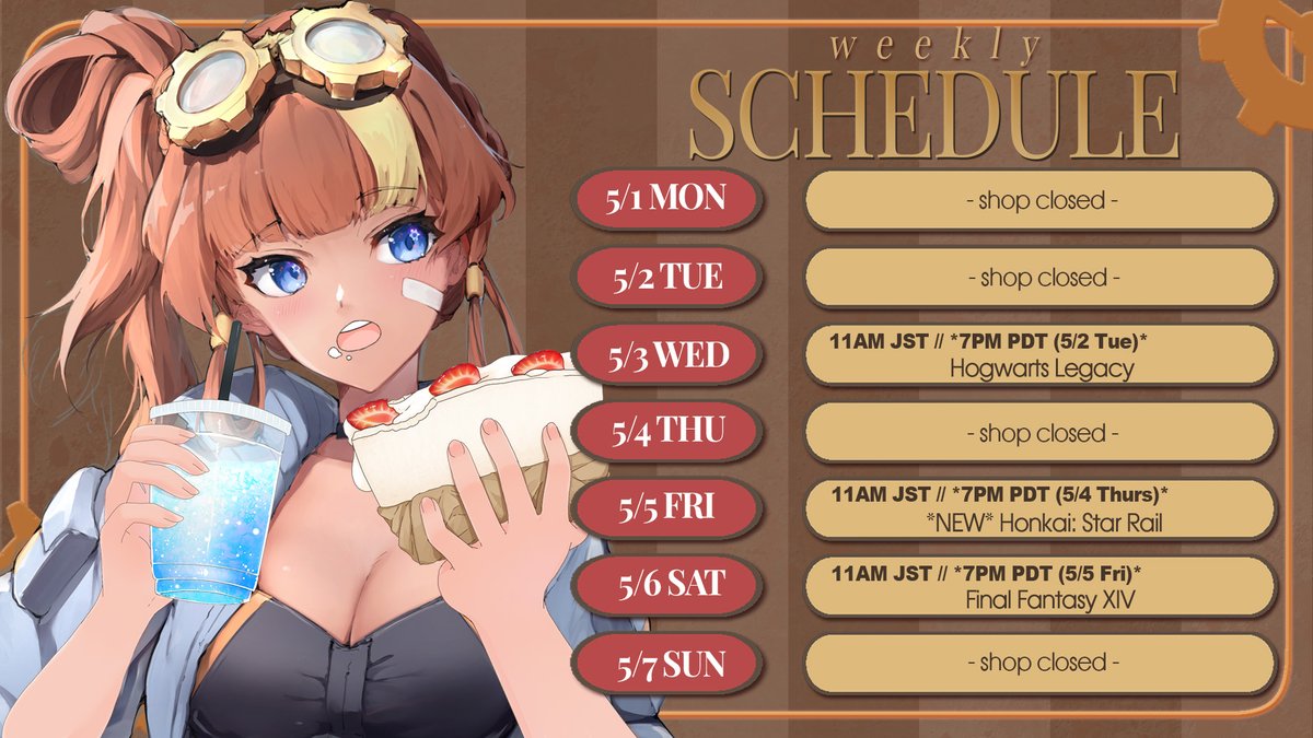 ReikaAKAVirtual's tweet photo. ⚙️#TodoReiSchedule May 1st - May 7th!⚙️
It's 🌟GOLDEN WEEK🌟
We're trying out new game! ❤️🔥
🔧 https://t.co/raEI7EtcuJ
⚙️#todorei
🎨#todoreiart
#VTuberUprising #ENVtuber https://t.co/R8HJfiXgEv