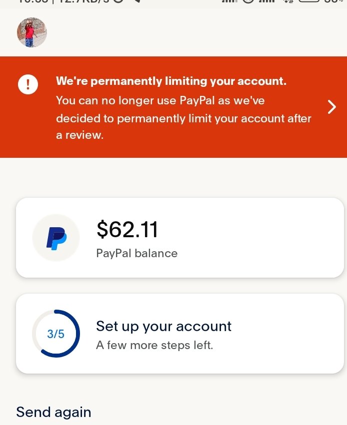 Davisiele's tweet photo. @PayPal Very risky keeping money on Paypal account, someone cancel order and reported me https://t.co/6IMvEbEGkV