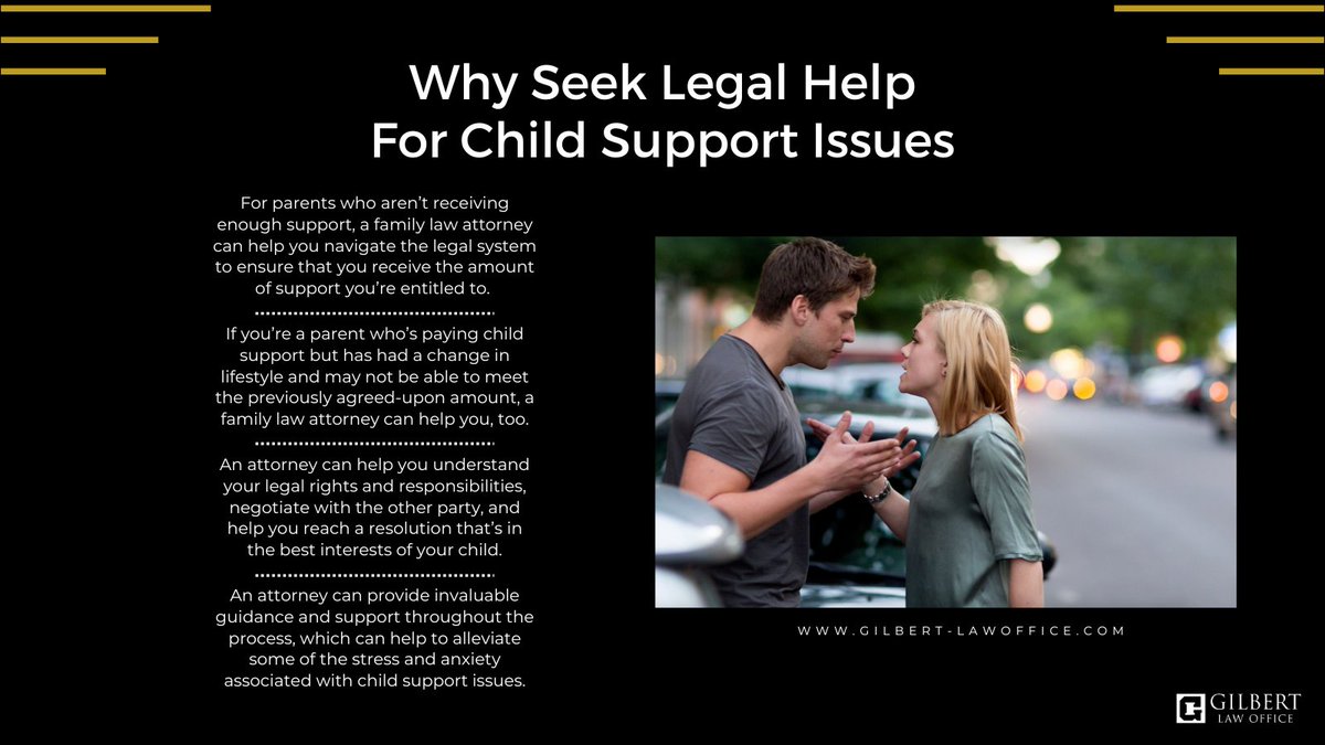 gilbertlaw83's tweet photo. When it comes to matters involving child support, emotions can run high, and things can get complicated quickly. Consulting with a family law attorney can be the key to finding a resolution that’s fair to everyone involved. Here’s why... https://t.co/u6fOMQIz7u