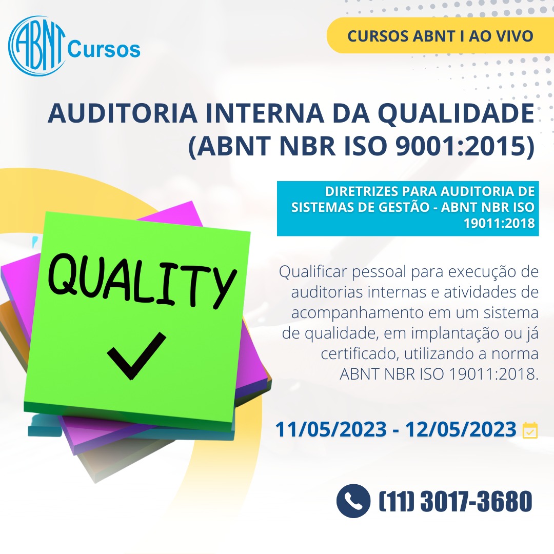 abnt_oficial's tweet photo. Venha conhecer o curso de Formação de Auditor Interno da Qualidade - ABNT NBR ISO 19011 �� ON-LINE da ABNT. 

Acesse o link e confira a grade completa!
https://t.co/MCx4uRWZGa 

Faça a diferença, faça cursos ABNT!

#Normalizacao #Capacitação #NormasABNT https://t.co/ZCALABcGGk