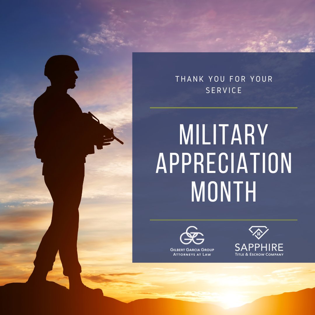 SapphireTitle's tweet photo. We would like to acknowledge the bravery, sacrifice, and strength expressed by our Military professionals. Thank you for your service and all that you have given to our country. Happy Military Appreciation Month!
#MilitaryAppreciationMonth https://t.co/gJd3Afx7Wo