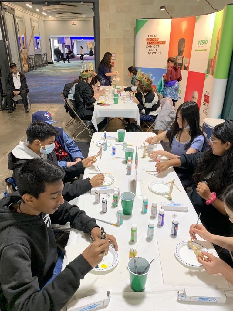 WSIB's tweet image. We’re back! Happy to be in person this year for @skillsontario. Come by our booth and learn more about health and safety at work and paint your own #PracticeSafeWork model employee. #SOC2023