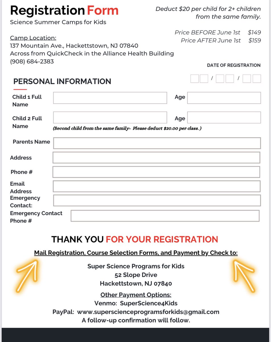 Looking for fun and educational camps this summer?  Look no further.  Super Science will be offering a wide array of sessions  again this year in Hackettstown.  Please see the attached flyer for additional information.