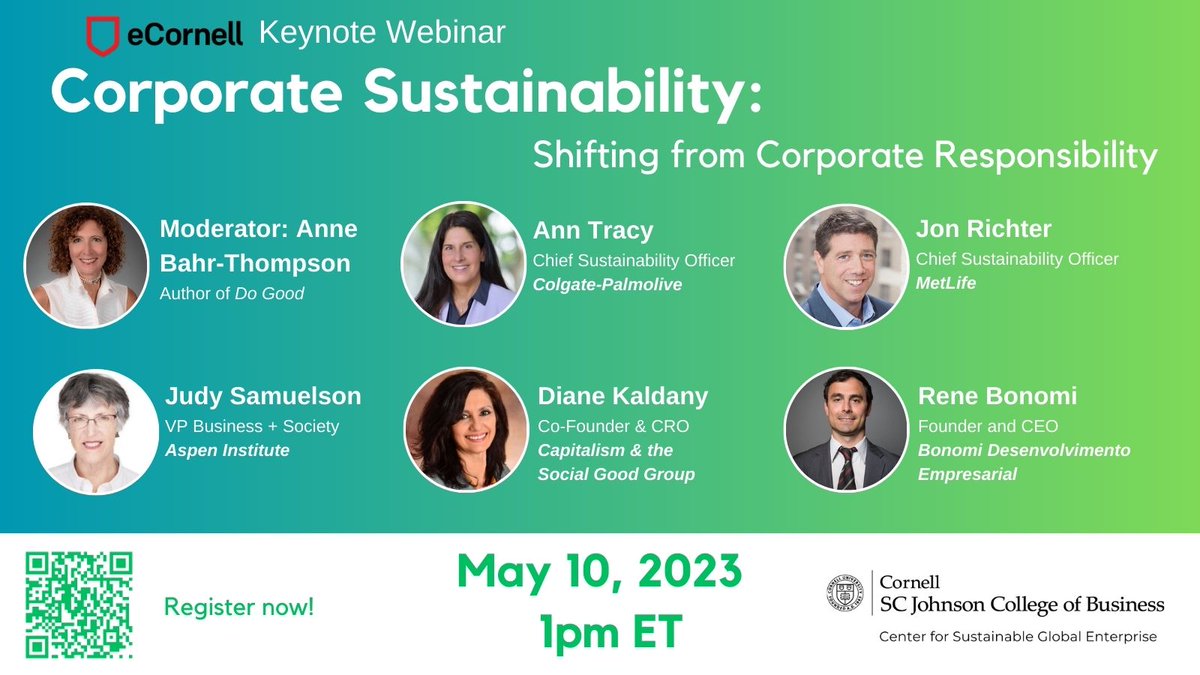 Bonomi Desenvolvimento Empresarial is thrilled to be organizing a new webinar on Corporate Sustainability, together with the CSG Group and <a href="/CornellSGE/">CSGE</a> on Wednesday, May 10th at 1pm ET. 

Registration is now open for this free event!

Register here: ecornell.cornell.edu/keynotes/overv…