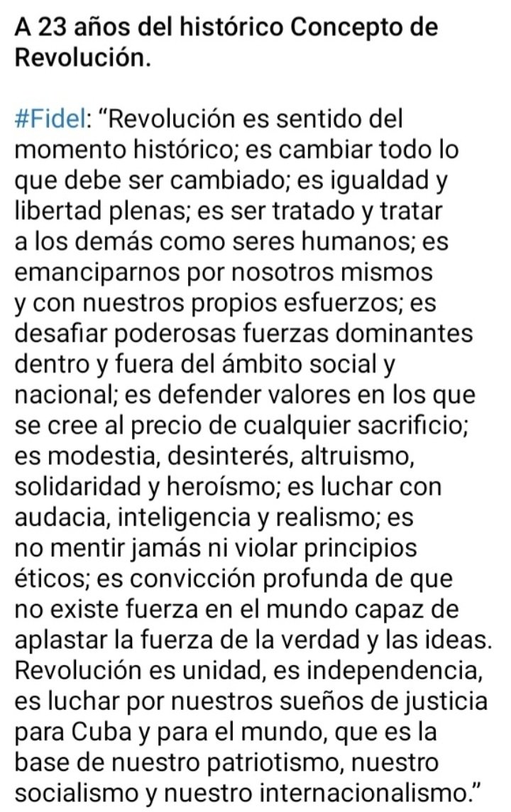 23 aniversario del concepto de REVOLUCIÓN 
...defender valores en los que se cree al precio de cualquier sacrificio; 
#ALaPatriaManoYCorazón