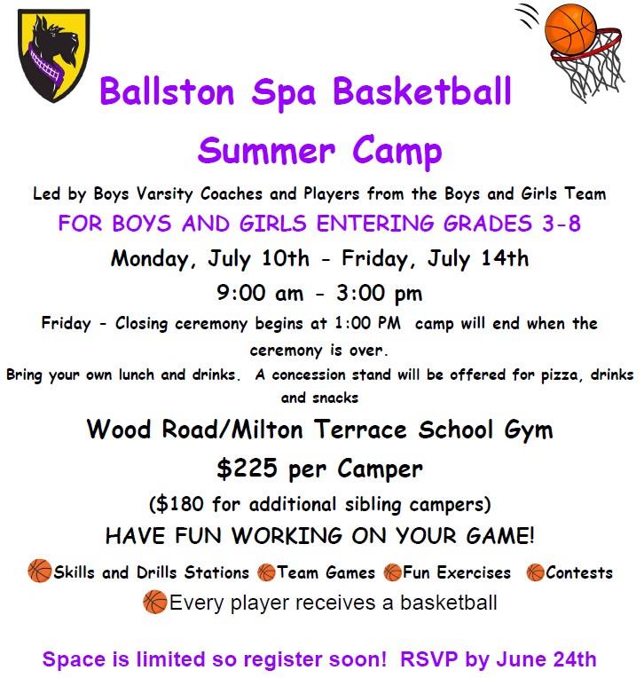 BSpaboyshoops's tweet photo. BSpa Basketball Summer Camp is back again! It's time to register before it fills up. @B_Spa_Athletics @BSpaEldridge @Coach_Ohnsman @TheCoachOReilly https://t.co/JBhqtFooOz https://t.co/8LW2F444MX