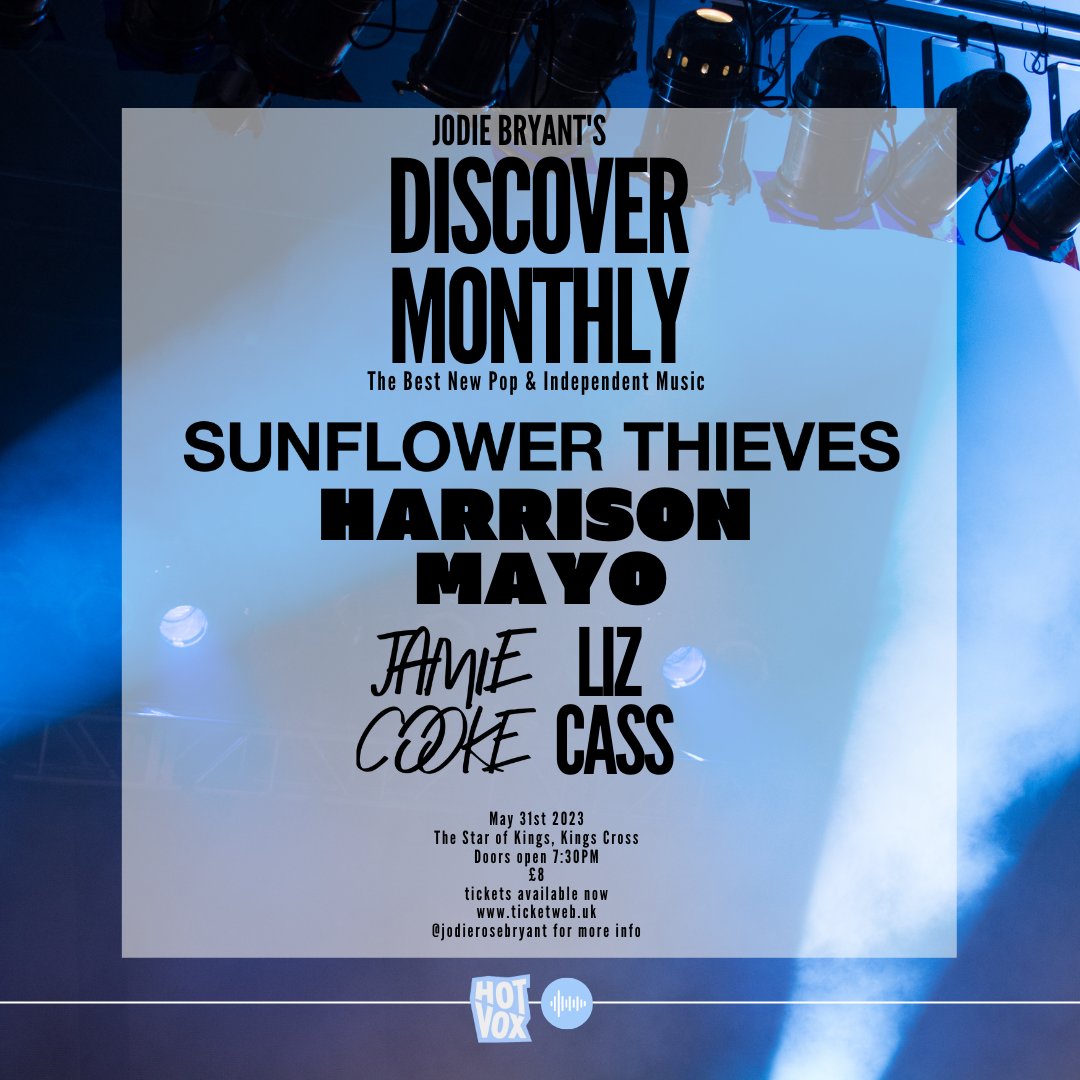 jodierosebryant's tweet photo. Here we go! May 31st @Starofkings I'm bringing you this incred lineup @harrisonmayo @sunthievesmusic @jamiecookee &amp; @lizcassmusic ✨

See you there - tickets available now! Click below! 

https://t.co/azUocvr639 🔗 https://t.co/4utFyPpfdj