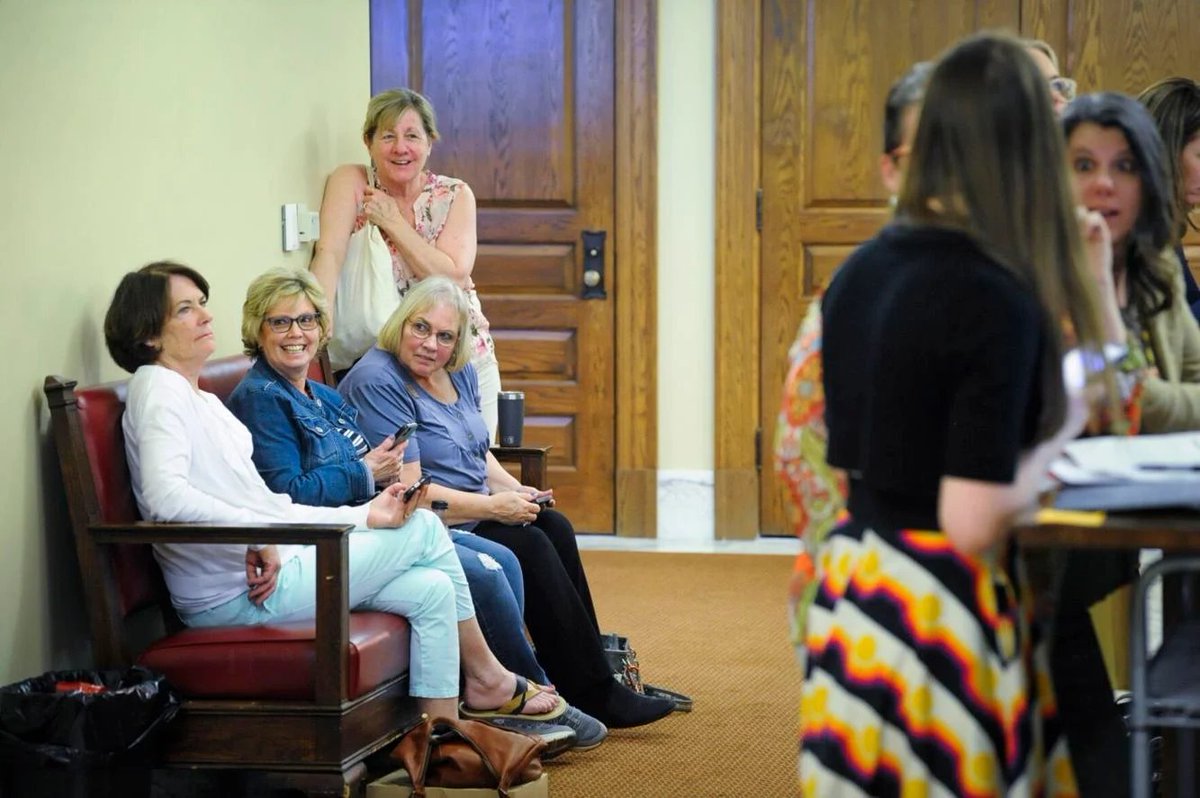 Oh my god.

Remember the women who took up the bench yesterday so that Rep Zephyr would not have any seat outside the chamber?

I am being told that the woman closest to the camera in blue pants is Speaker Regier's mother.