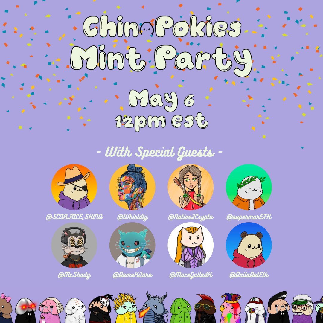 Giving away Chin Pokies + other NFTs every 10 mints
Bonus giveaways every 100 mints

In celebration, we're also giving away $50 gift cards to the Merch Shop to 2 people who like and retweet this post

Set a reminder ⬇️
x.com/i/spaces/1OdJr…