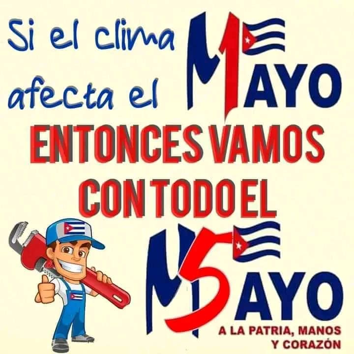El viernes 5 de mayo, nuestro pueblo participará en los desfiles y concentraciones concebidas para conmemorar la histórica jornada del proletariado mundial.
#ACubaManosYCorazón 
#UnaMejorJuventud