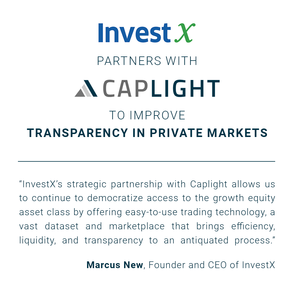 We are excited to announce a partnership with <a href="/CaplightData/">Caplight</a>  to offer our clients access to historical pricing and data from Caplight's consortium of market participants.

investx.com/investx-partne…

#privateequity #privatemarkets #datadriven #marketdata #secondarymarkets