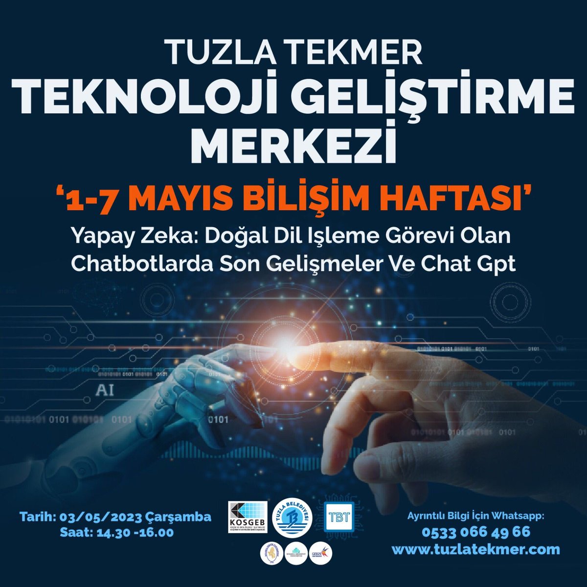 Yapay zeka: Doğal dil işleme görevi olan chatbotlarda son gelişmeler ve Chat GPT
📅 03/05/2023
⏰:14:30-16:00