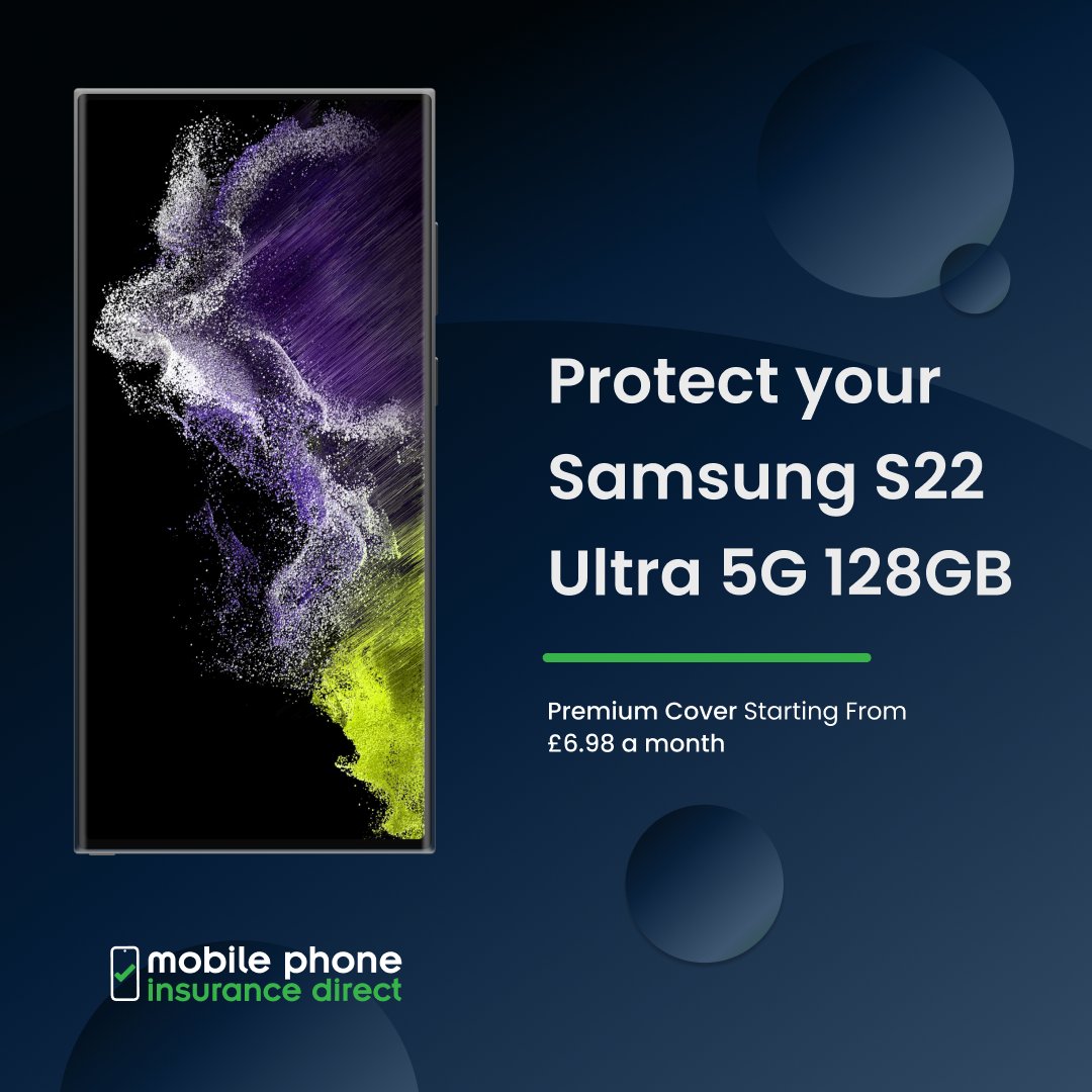 MPID_UK's tweet photo. Protect your Samsung S22 Ultra 5G 128GB with mobilephoneinsurancedirect. Our premium insurance plans start from just £6.98* per month,  start your coverage today!

#tech  #phoneinsurance #phone #Samsung #S23 #protection  #mobile https://t.co/tWEL8csr9D