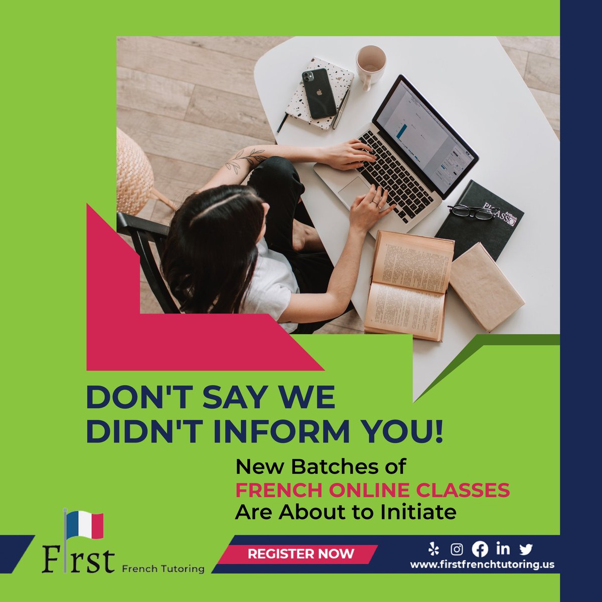 FirstFrench's tweet photo. First French Tutoring is initiating new batches of online French classes for different age groups.
 
For further details visit:
https://t.co/P76Yfhjjzb
 
#french #learnfrench #ilovefrench #onlinefrenchclasses #frenchclasses
#firstfrenchtutoring #madamechantal #frenchteacher https://t.co/aSQVQwPcB5