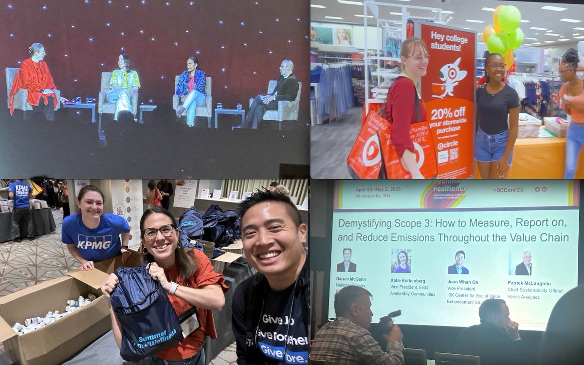 givepulse's tweet photo. @meetminneapolis @BCCCC Learning on deep co-creational partnerships where @TargetNews Scholars collaborates w/ @uncf to increase social mobility for HBCU students & volunteering w/ @KPMG_US making care packages for the local community + demystifying scope 3! #ESG #sustainability https://t.co/2emMVwQurc
