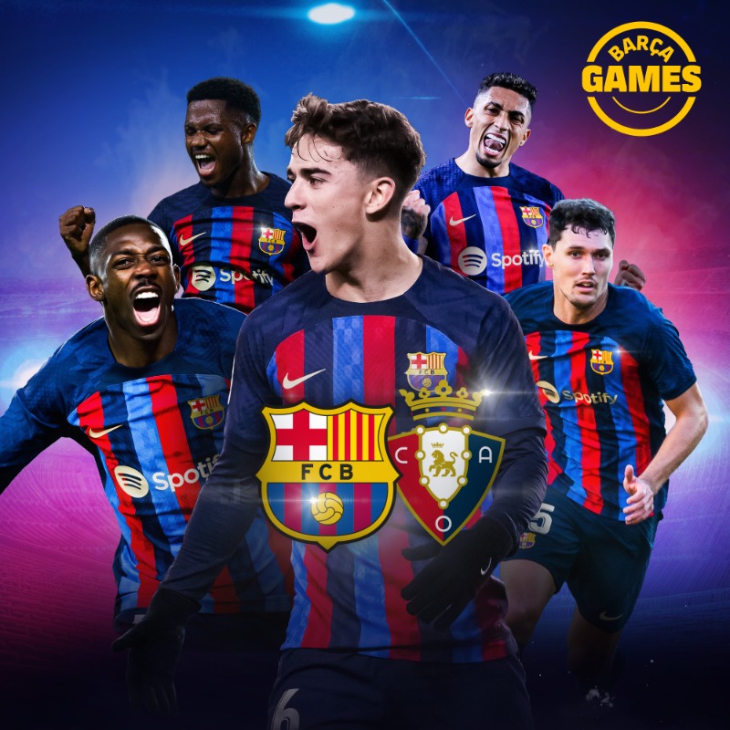 FCBarcelona's tweet photo. 𝙏𝙐𝙀𝙎𝘿𝘼𝙔 𝙂𝘼𝙈𝙀𝙎! Take the #BarçaOsasuna quiz!