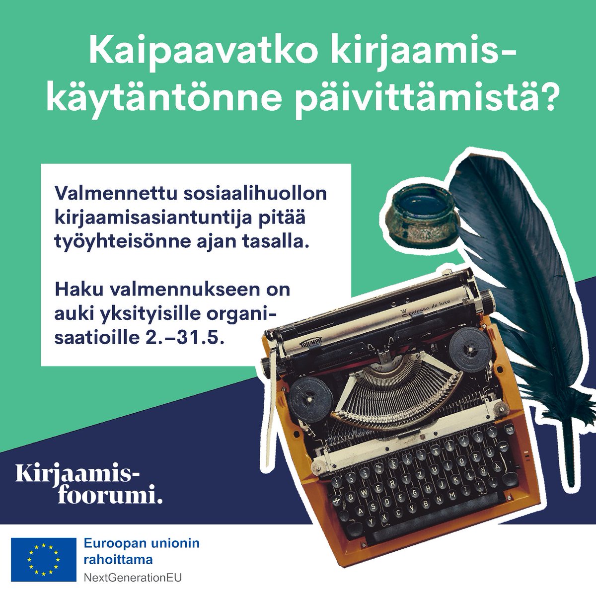 Lähettäkää meille työntekijä, palautamme teille sosiaalihuollon kirjaamisasiantuntijan! Haku maksuttomaan valmennukseen on nyt avattu yksityisille organisaatioille. Hae 31.5. mennessä!

Lisätiedot ja hakuohjeet: kirjaamisfoorumi.fi/valmennus

#kirjaaminen #sosiaalihuolto #sosiaaliala