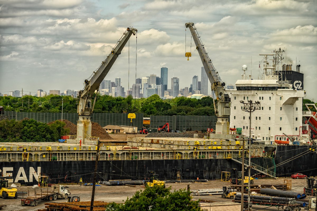 Port_Houston's tweet photo. Nothing beats this weather in Houston, blue skies and sunny days at our Port Houston terminals #houstonviews #vessels #supplychain #hsc #bayport #barbourscut #turningbasin https://t.co/zxi27z1eBy