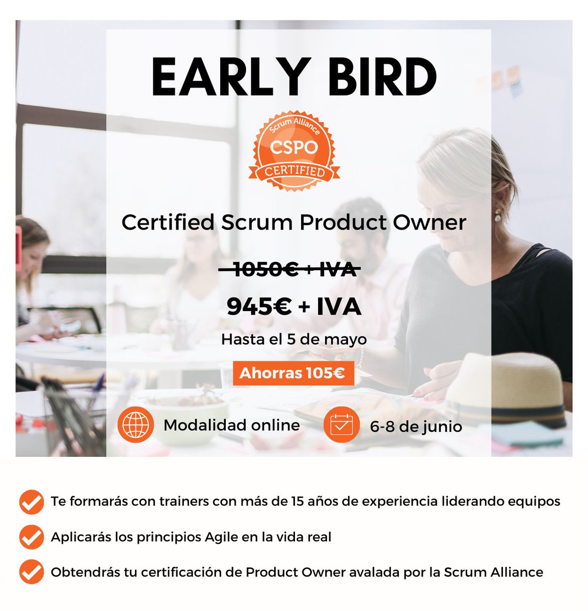 Únete a nuestro curso online certificado de Product Owner y aprovecha nuestro Early Bird 👉agilar.com/es-es/cursos/c…