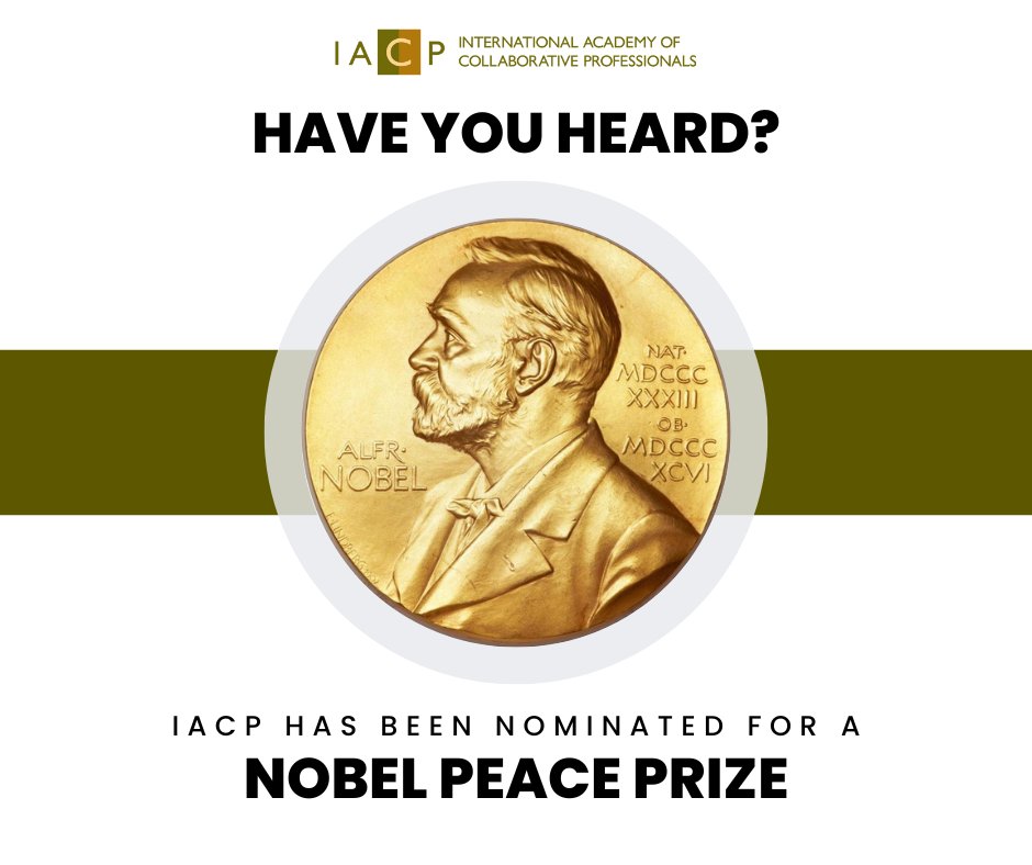 DivorceAb's tweet image. The International Academy of Collaborative Professionals has been nominated for a Nobel Peace Prize for its work in promoting peaceful conflict resolution through collaboration and mutual respect.

Learn more: shorturl.at/flAV2

#collaborativepractice #nobelpeaceprize