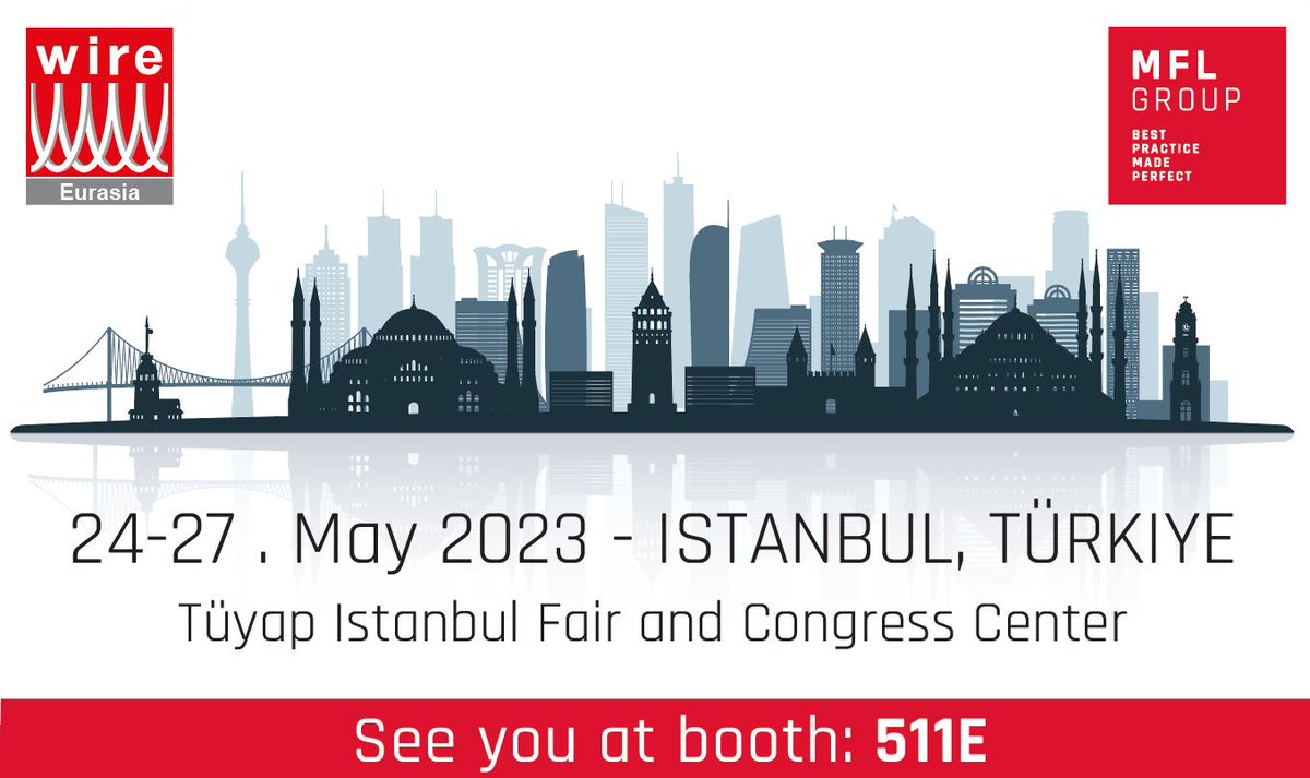 mfl_group's tweet image. Will you be attending the 1st edition of Wire Eurasia? MFL Group won't miss it!

Make sure to visit our booth, 511E, where our team of experts will be on hand to help you select the best solutions for your specific needs. 

#wireandrope #wirecable #eurasia #wireeurasia #wire
