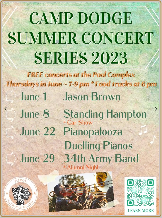Todd Jacobus on Twitter "Camp Dodge Summer Concert Series will feature