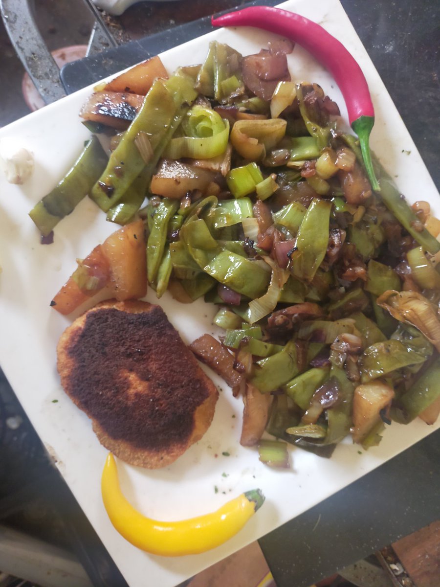 Kurierprinzess1's tweet photo. #Kohlrabi, #Stangenbohnen, #Porree mit #Zwiebeln und #Cordonbleu
#Vegan https://t.co/Esjvln6mJe